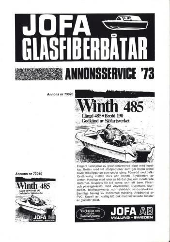 JOFA Oskar Sportbåtar 1973 annonsservice 0647