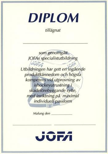 JOFA Volvo Hockey Diplom jofa specialistutbildning 0212